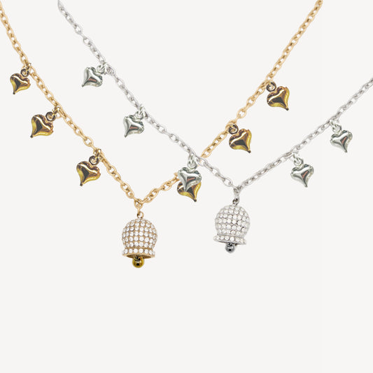Collana CAMPANELLA con Pendente Campana, Zirconi e Sonagli