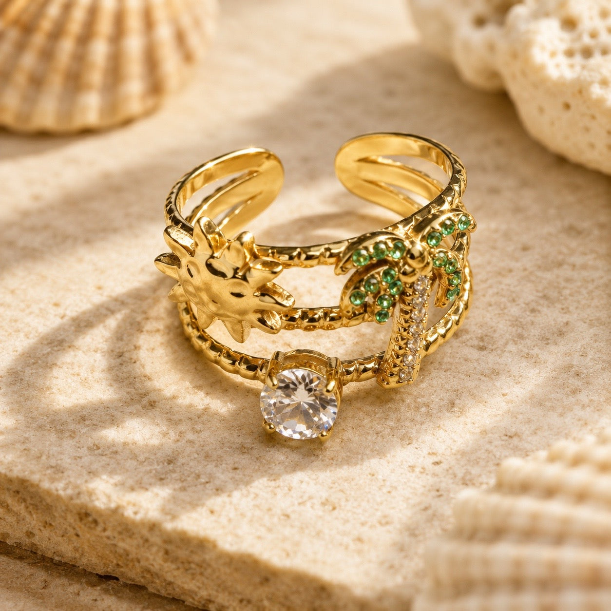 Anello PALMA con Zirconi - ORO