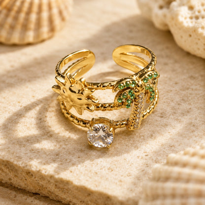 Anello PALMA con Zirconi - ORO