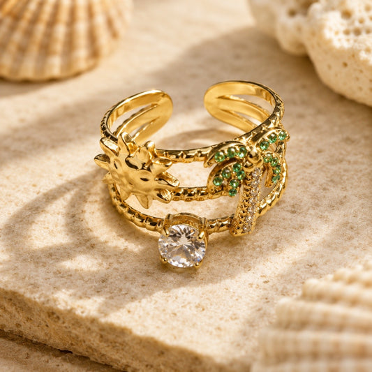 Anello PALMA con Zirconi - ORO