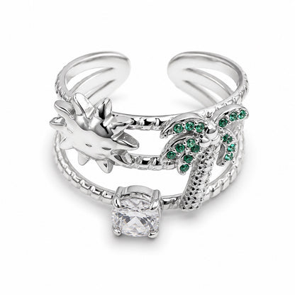 Anello PALMA con Zirconi - ARGENTO