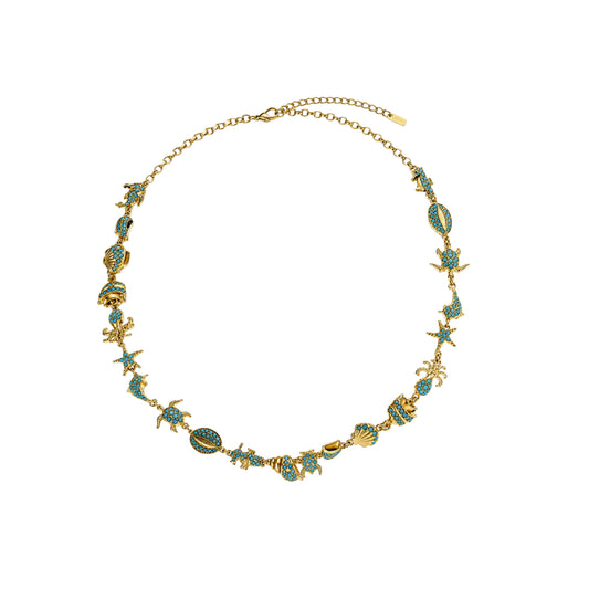 Collana MARINO con Zirconi e Strass - TURCHESE