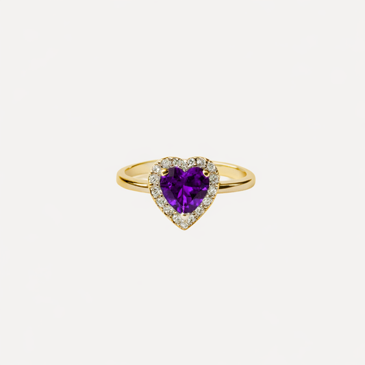 Anello ANGELI-CUORE con Strass Luccicanti - VIOLA/ORO