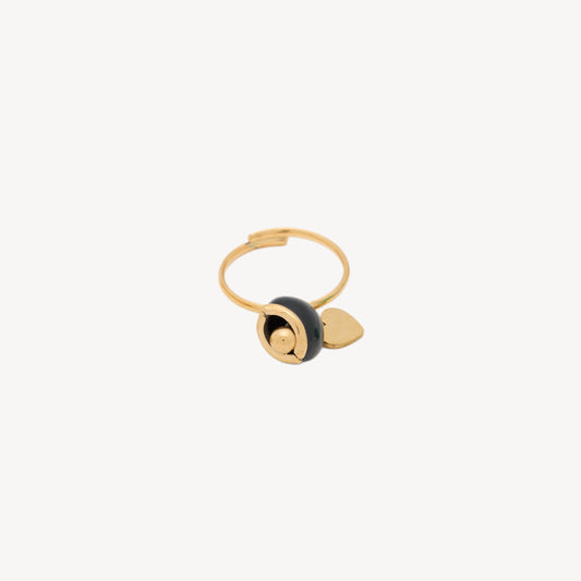 Adjustable BELL-COLORED Ring with Heart and Bell
