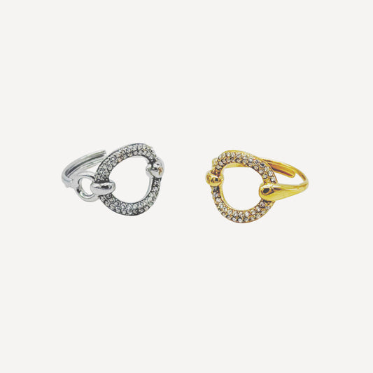 Adjustable BELL Ring with Bell and Rhinestones