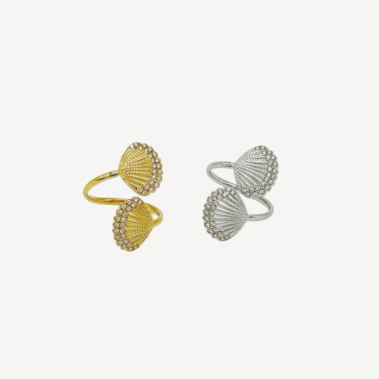 Anello CONCHIGLIA Regolabile con Conchiglie e Zirconi