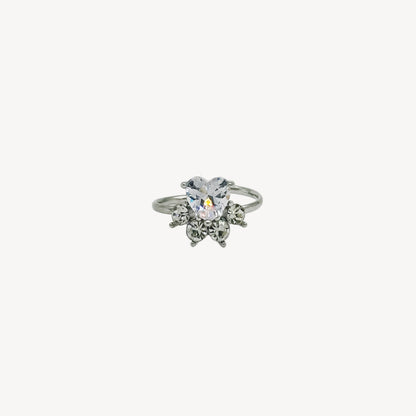 Anello CUORE-STRASS con Zircone a Cuore e Strass Luccicanti