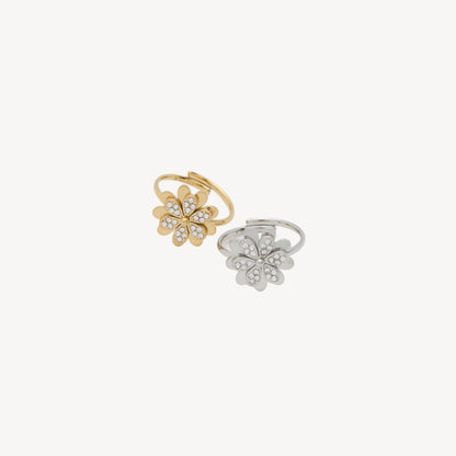 Anello FIORE Regolabile con Fiore in Strass