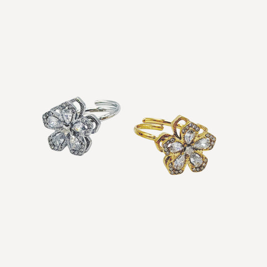 Adjustable BELL Ring with Bell and Rhinestones
