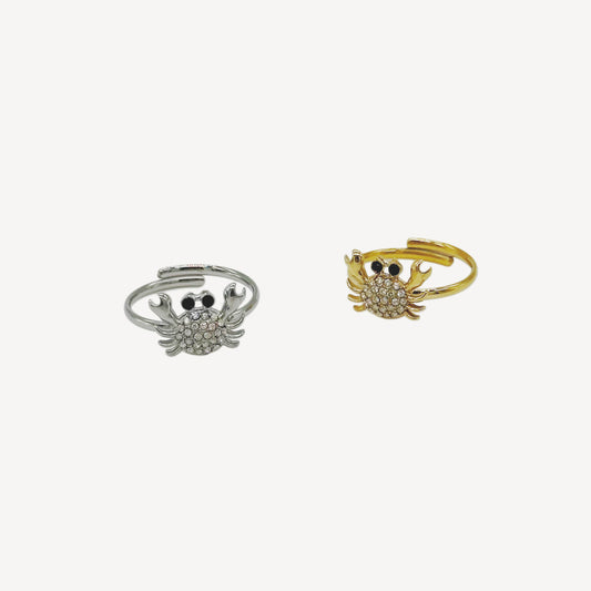 Anello GRANCHIO Regolabile con Granchietto e Zirconi