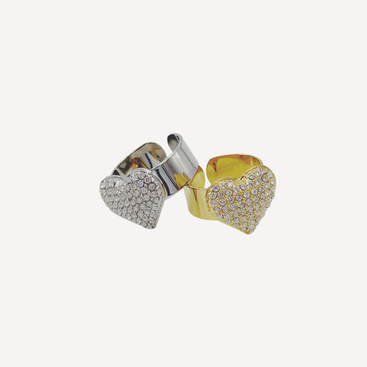 Adjustable BELL Ring with Bell and Rhinestones