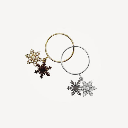 Anello NEVE Regolabile con Fiocco di Neve e Strass