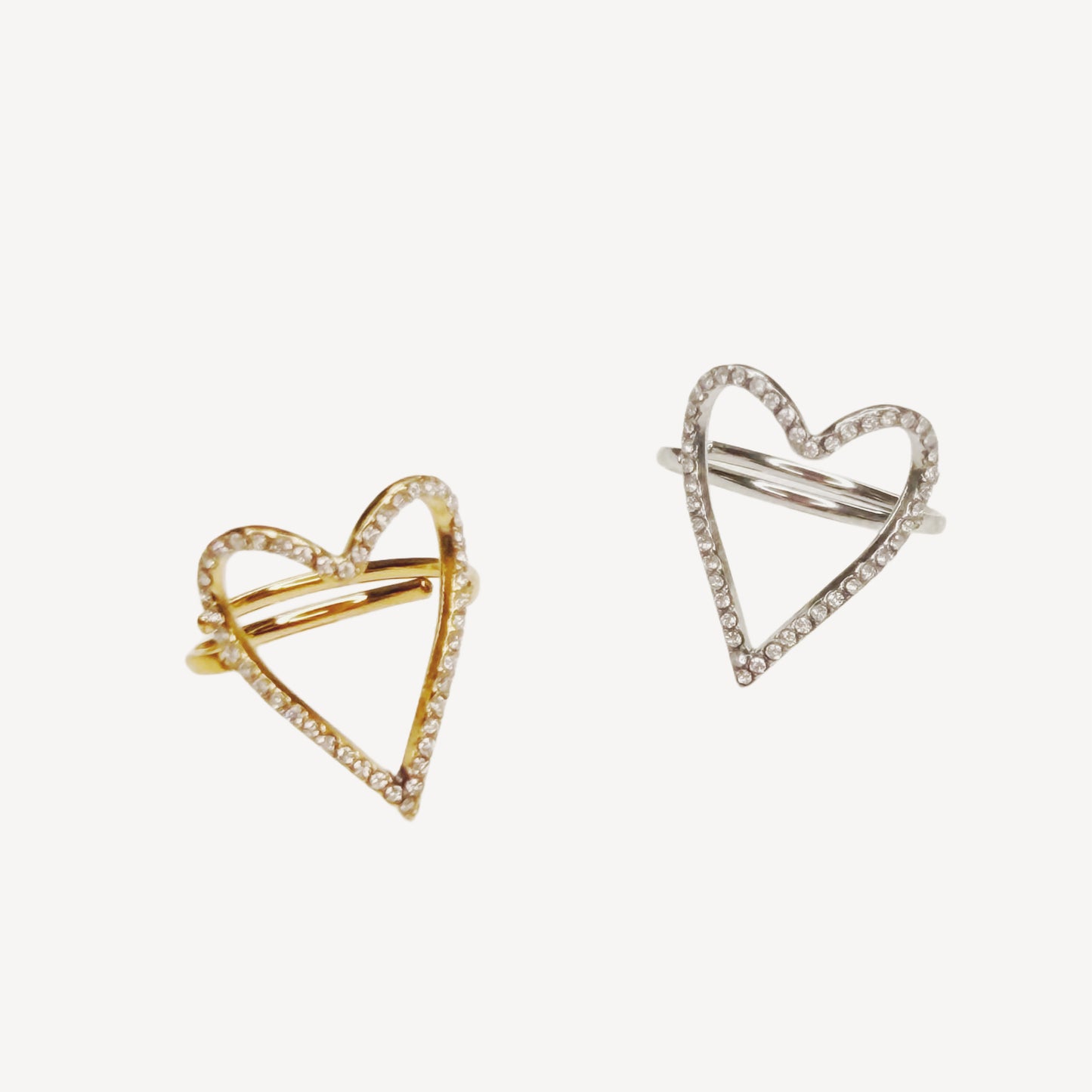 Anello SIMPLE-LOVE Regolabile con Cuore e Zirconi