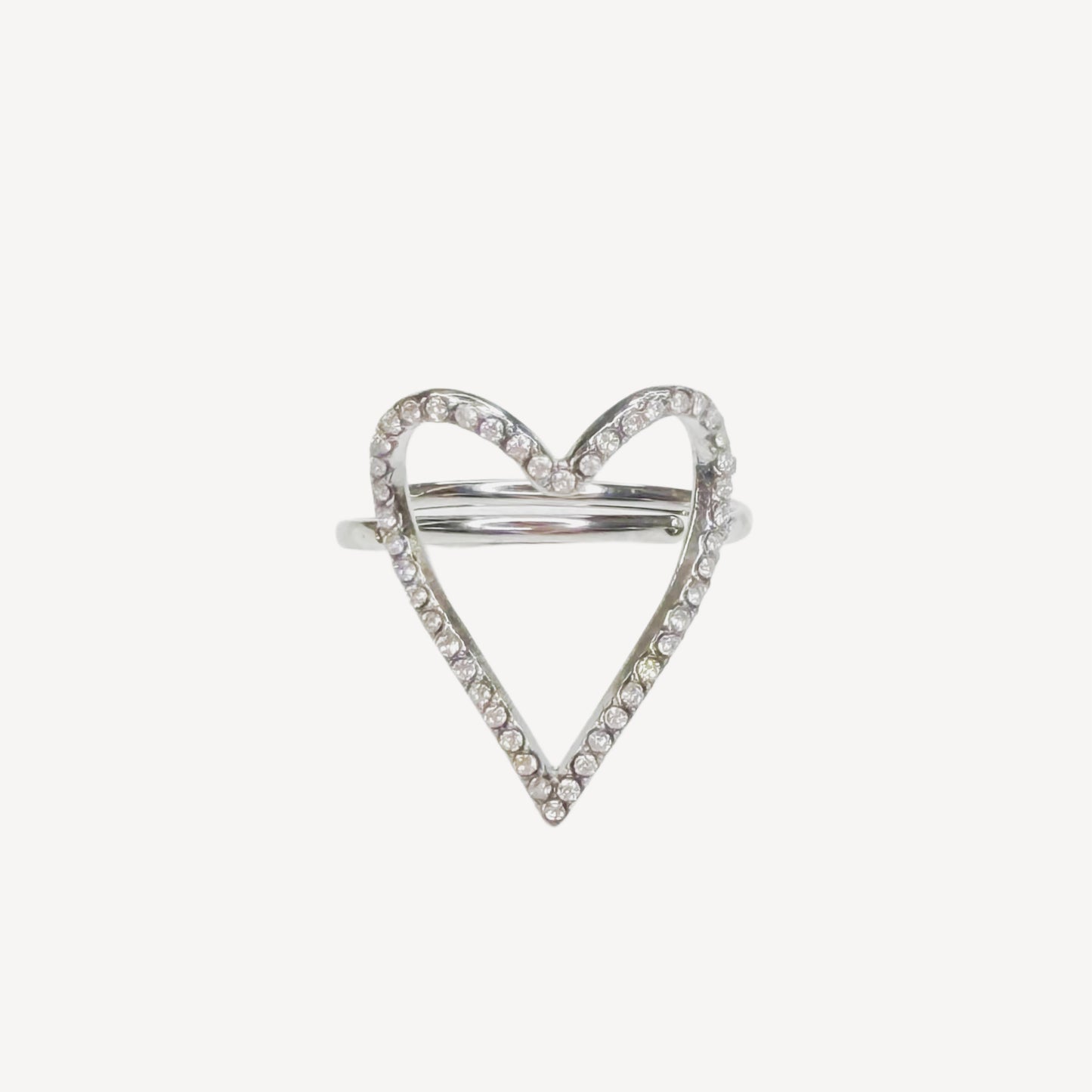 Anello SIMPLE-LOVE Regolabile con Cuore e Zirconi