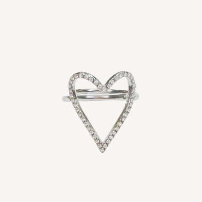 Anello SIMPLE-LOVE Regolabile con Cuore e Zirconi