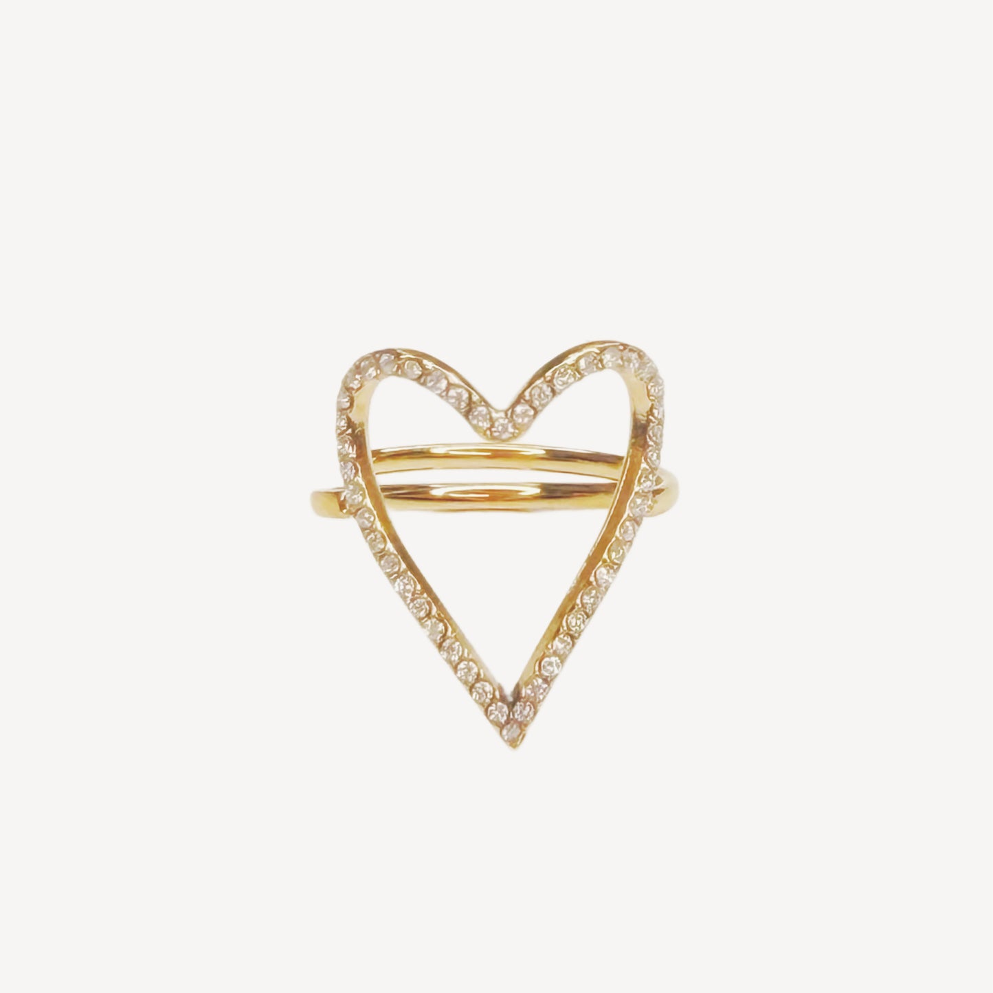 Anello SIMPLE-LOVE Regolabile con Cuore e Zirconi