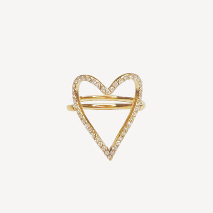 Anello SIMPLE-LOVE Regolabile con Cuore e Zirconi