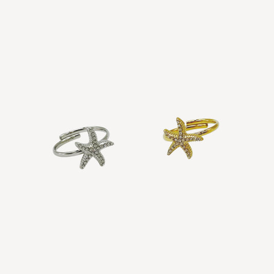Anello STELLA Regolabile con Stella Marina e Zirconi