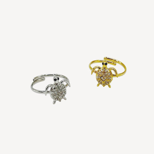 Anello TARTARUGA Regolabile con Tartarughina e Zirconi