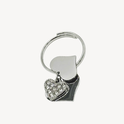 Anello TRIPLO-LOVE Regolabile con Cuoricini e Strass