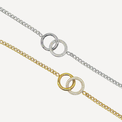 BELL Bracelet with Bell Pendant and Rhinestone Heart