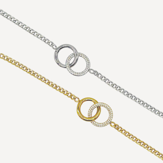 BELL Bracelet with Bell Pendant and Rhinestone Heart