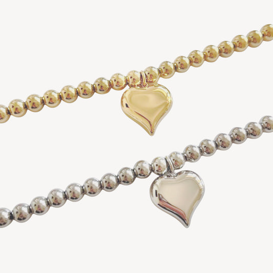 Bracciale CUORE-PENDENTE con Perle e Cuore