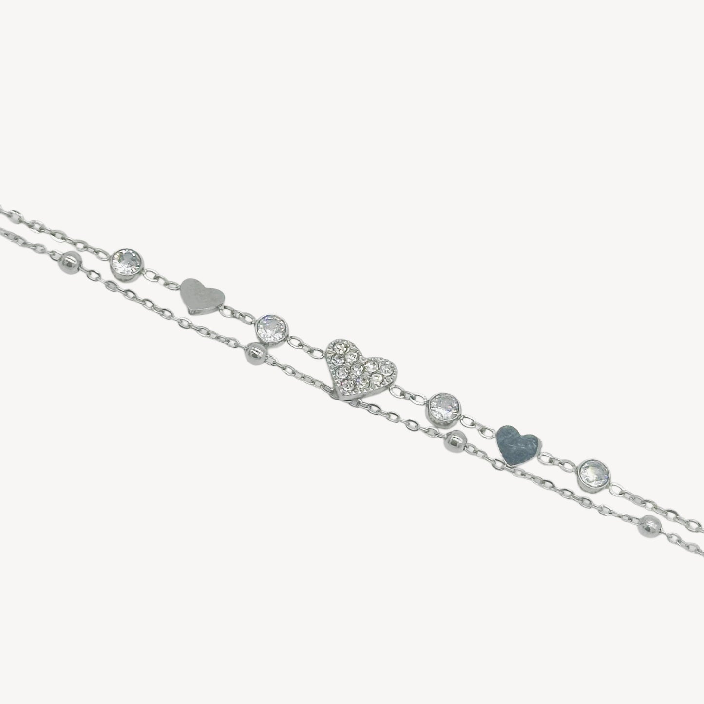 Bracciale LOVE-LOVE con Cuori Gioiello e Strass