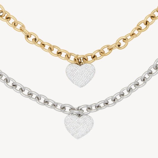 Bracciale LOVE-STRASS con Pendente a Cuore e Strass