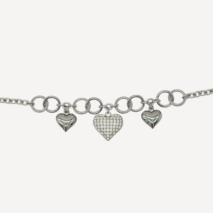 BELL Bracelet with Bell Pendant and Rhinestone Heart