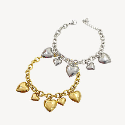 Bracciale VERO-AMORE con Pendenti a Cuore e Sonagli