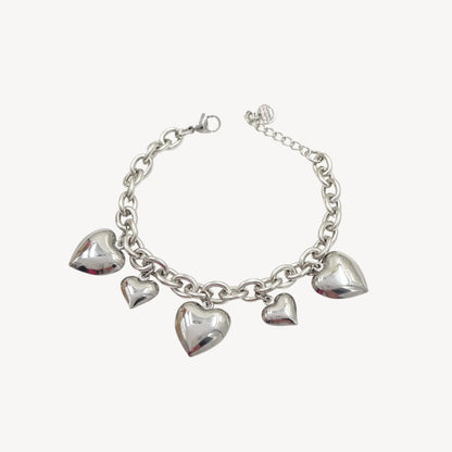 Bracciale VERO-AMORE con Pendenti a Cuore e Sonagli