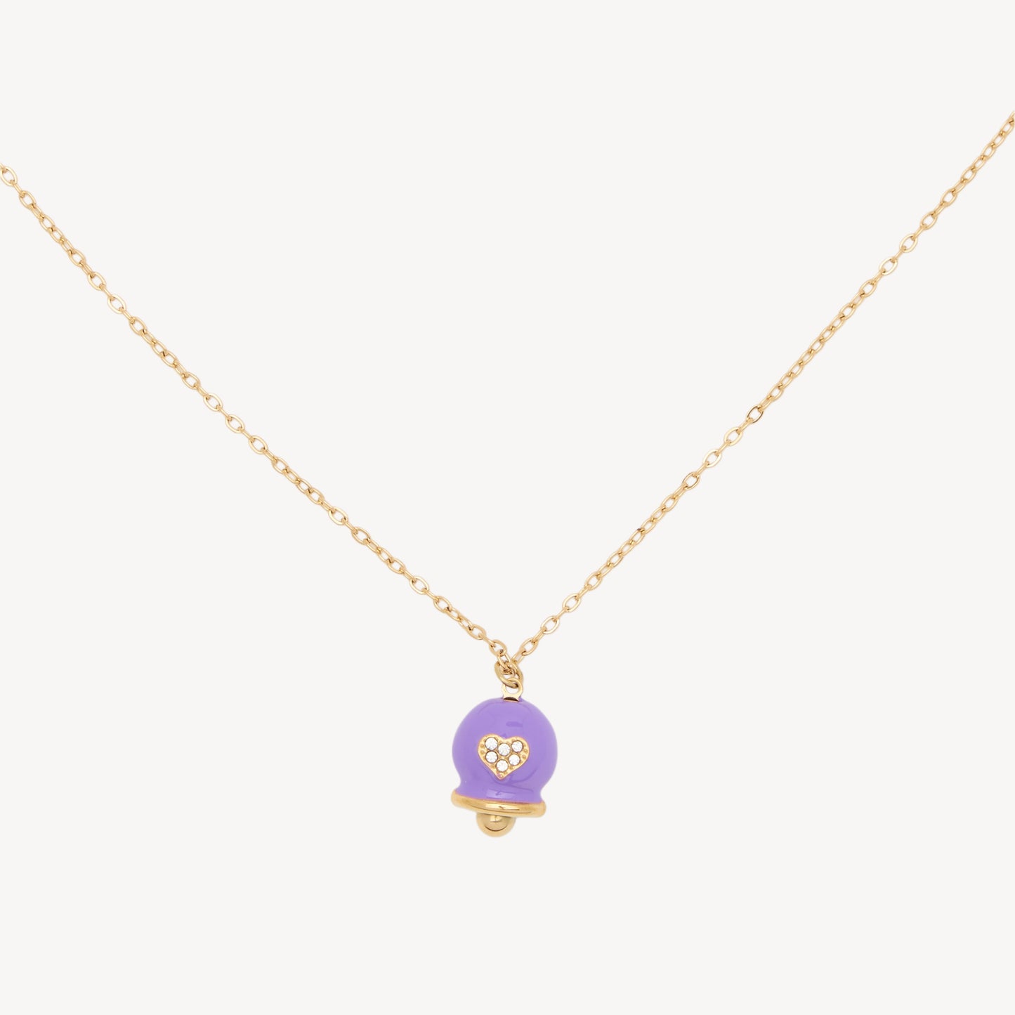 Collana CAMPANELLA con Campana e Cuoricino in Strass - Viola