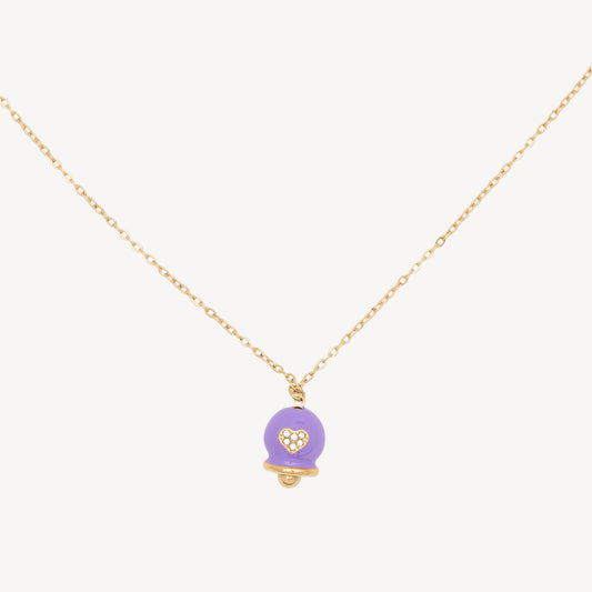 Collana CAMPANELLA con Campana e Cuoricino in Strass - Viola