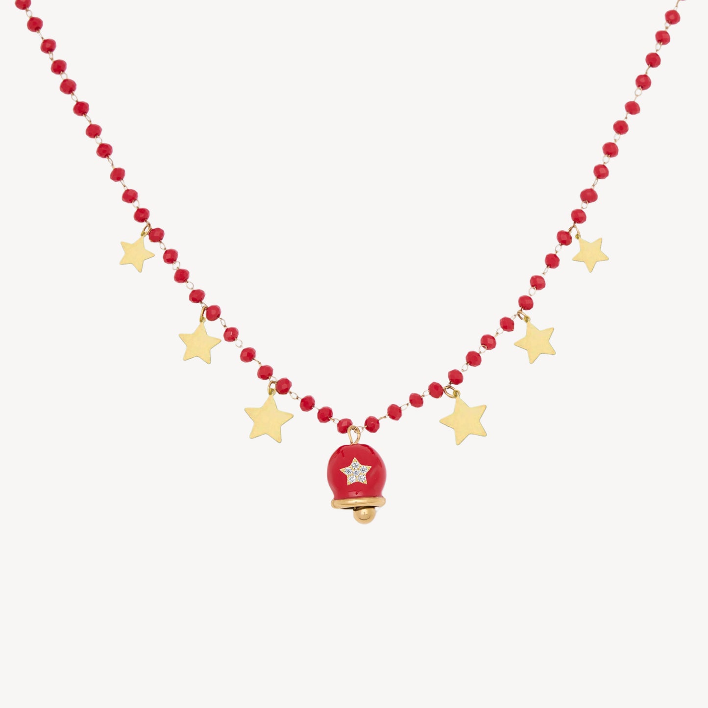 Collana CAMPANELLA con Stella in Strass e Stelline - Rosso