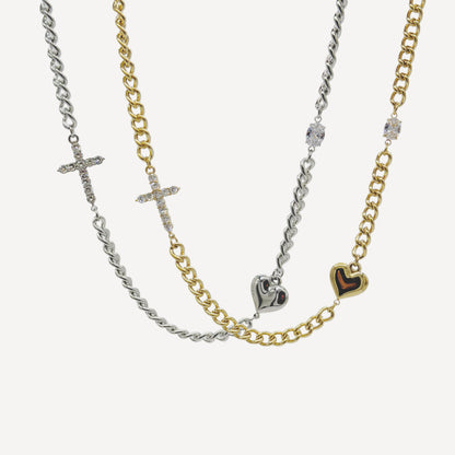 HEART Necklace with Rattle, Teddy and Zircon