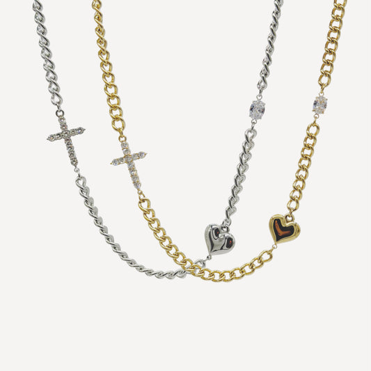 HEART Necklace with Rattle, Teddy and Zircon