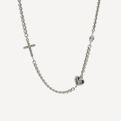HEART Necklace with Rattle, Teddy and Zircon