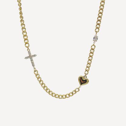 HEART Necklace with Rattle, Teddy and Zircon