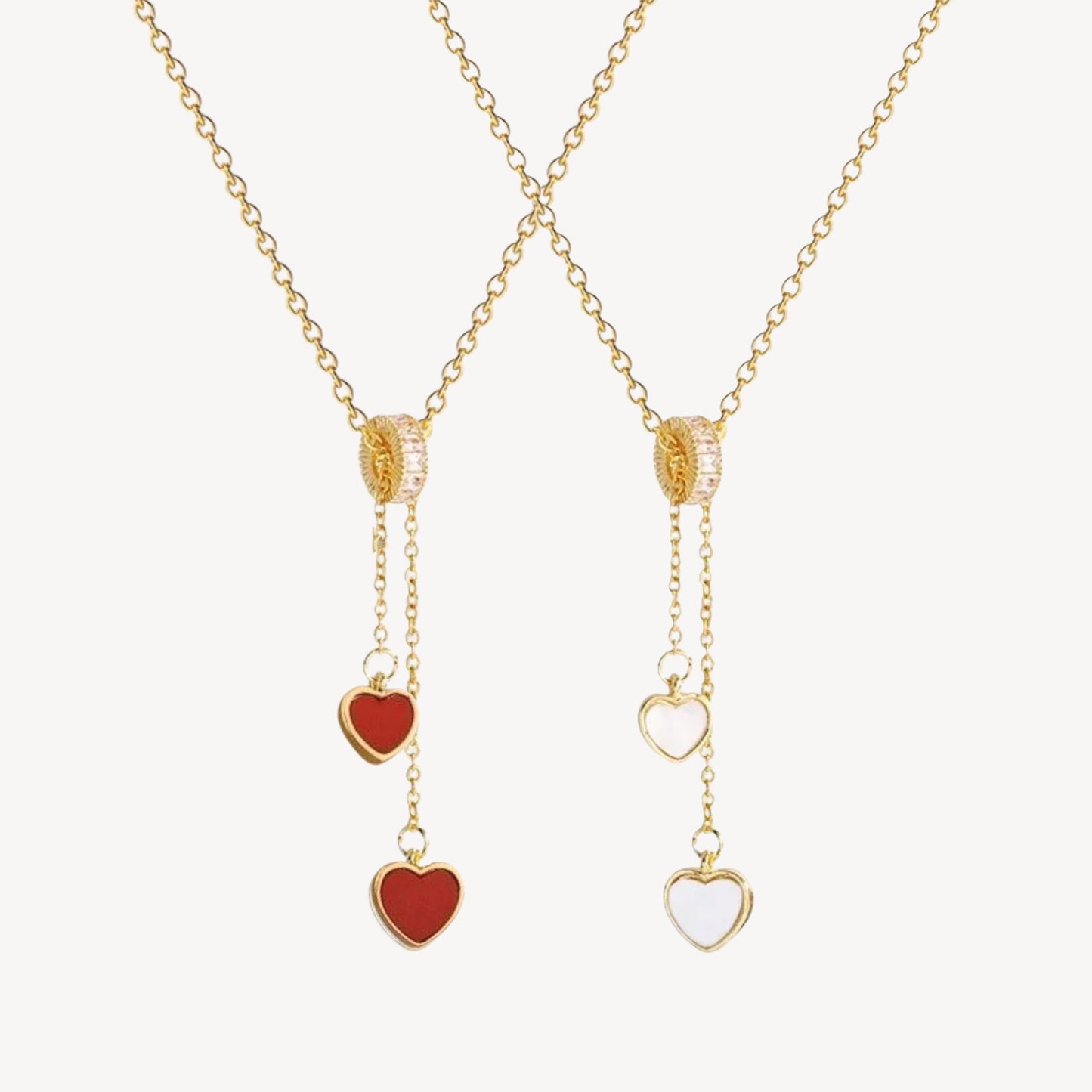 Collana DUE-CUORI con Cuori Pendenti Gioiello