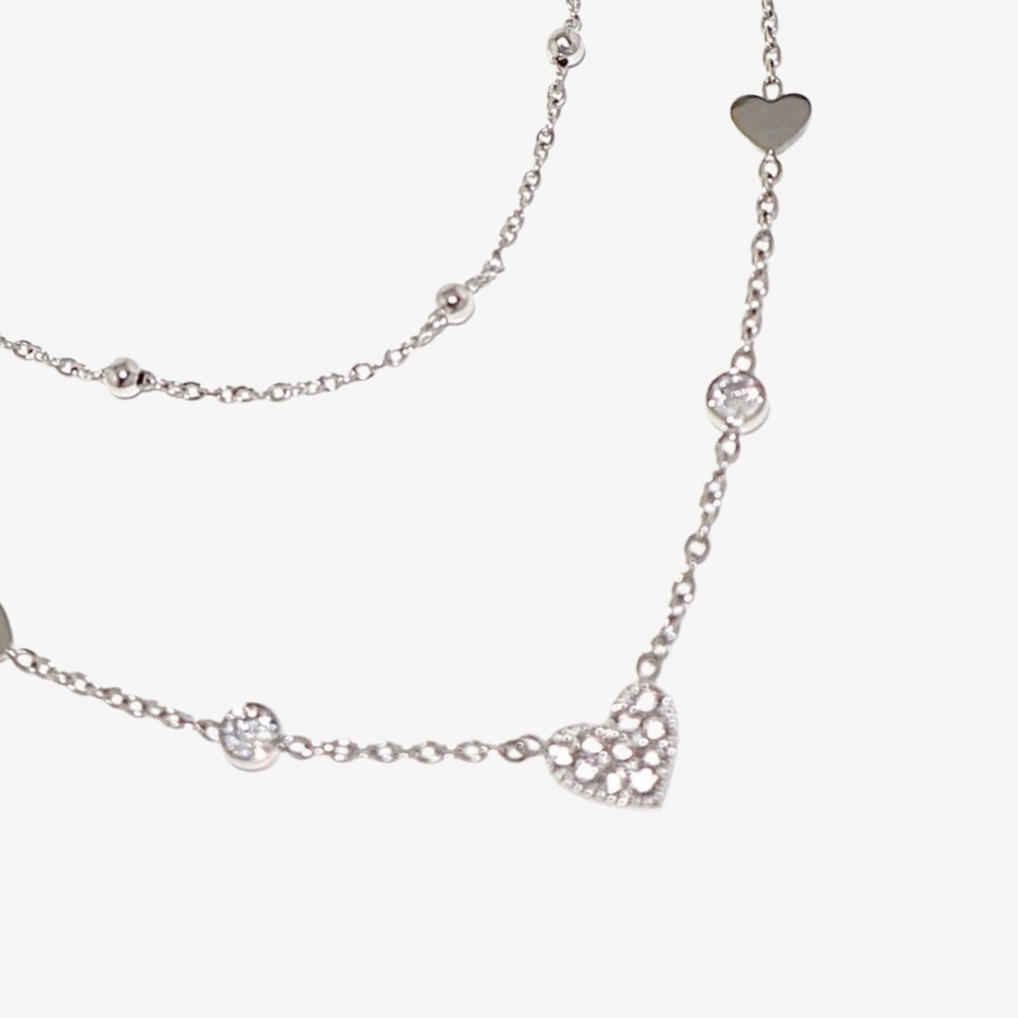 Collana LOVE-LOVE con Cuori Gioiello e Strass