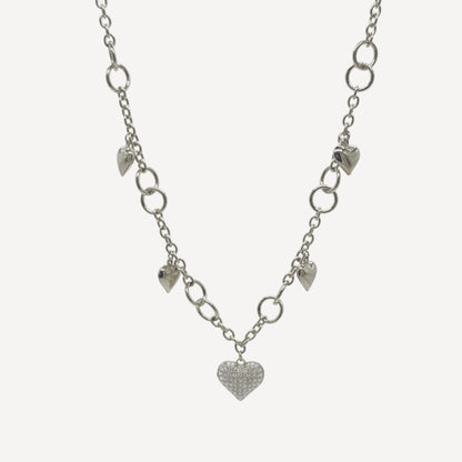HEART Necklace with Rattle, Teddy and Zircon