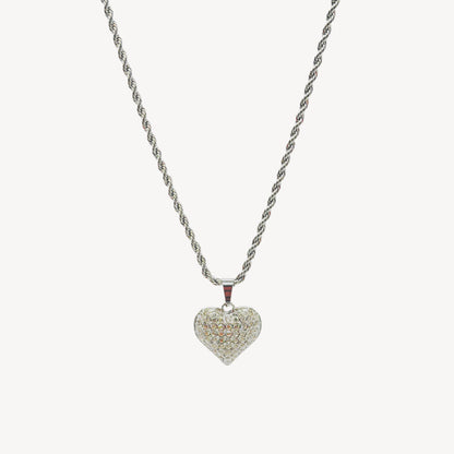HEART Necklace with Rattle, Teddy and Zircon