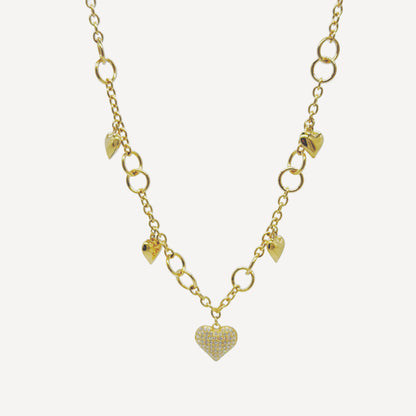 HEART Necklace with Rattle, Teddy and Zircon