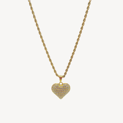 HEART Necklace with Rattle, Teddy and Zircon