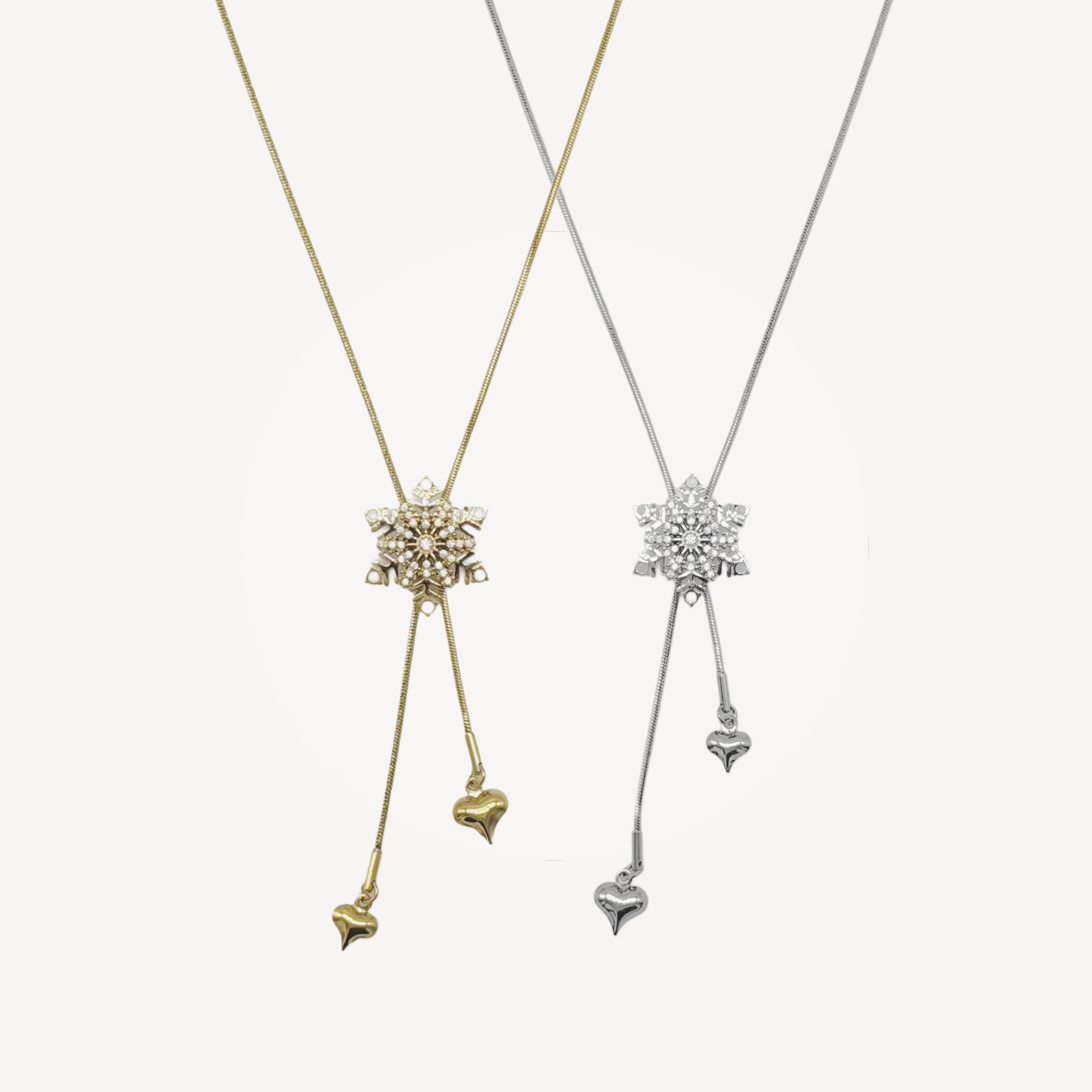 LIGHT-POINT Necklace with Central Zircon Pendant and Rhinestones