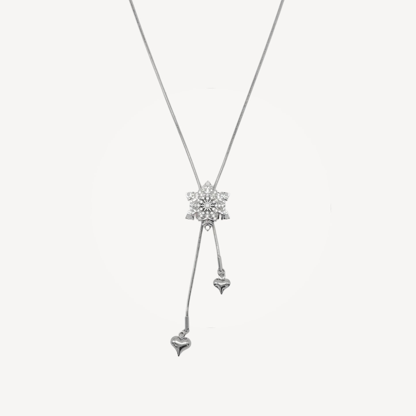 LIGHT-POINT Necklace with Central Zircon Pendant and Rhinestones