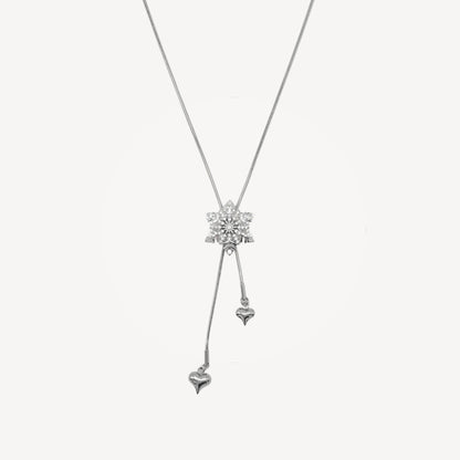 LIGHT-POINT Necklace with Central Zircon Pendant and Rhinestones