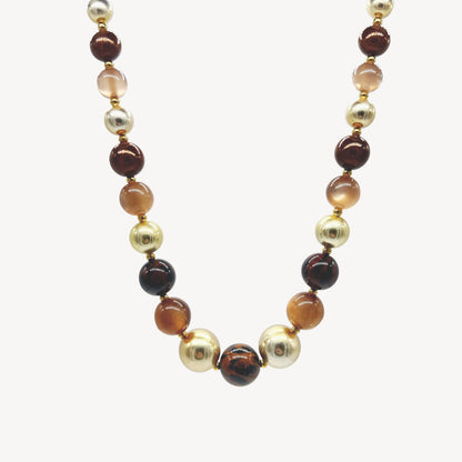 Collana PERLA con Perle Multicolor - MARRONE