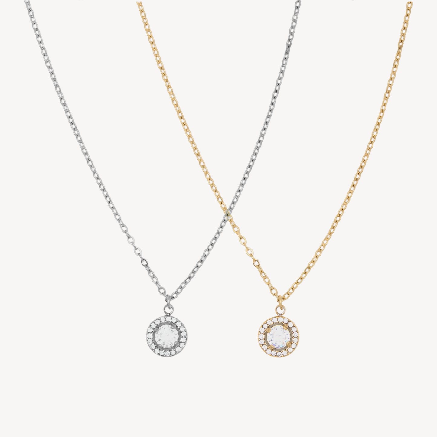 Collana PUNTO LUCE con Pendente Zircone Centrale e Strass